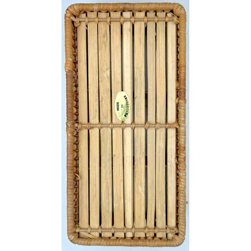 VTG MC Basket Pencil Reed Bamboo Rectangular Divided Philippines 8